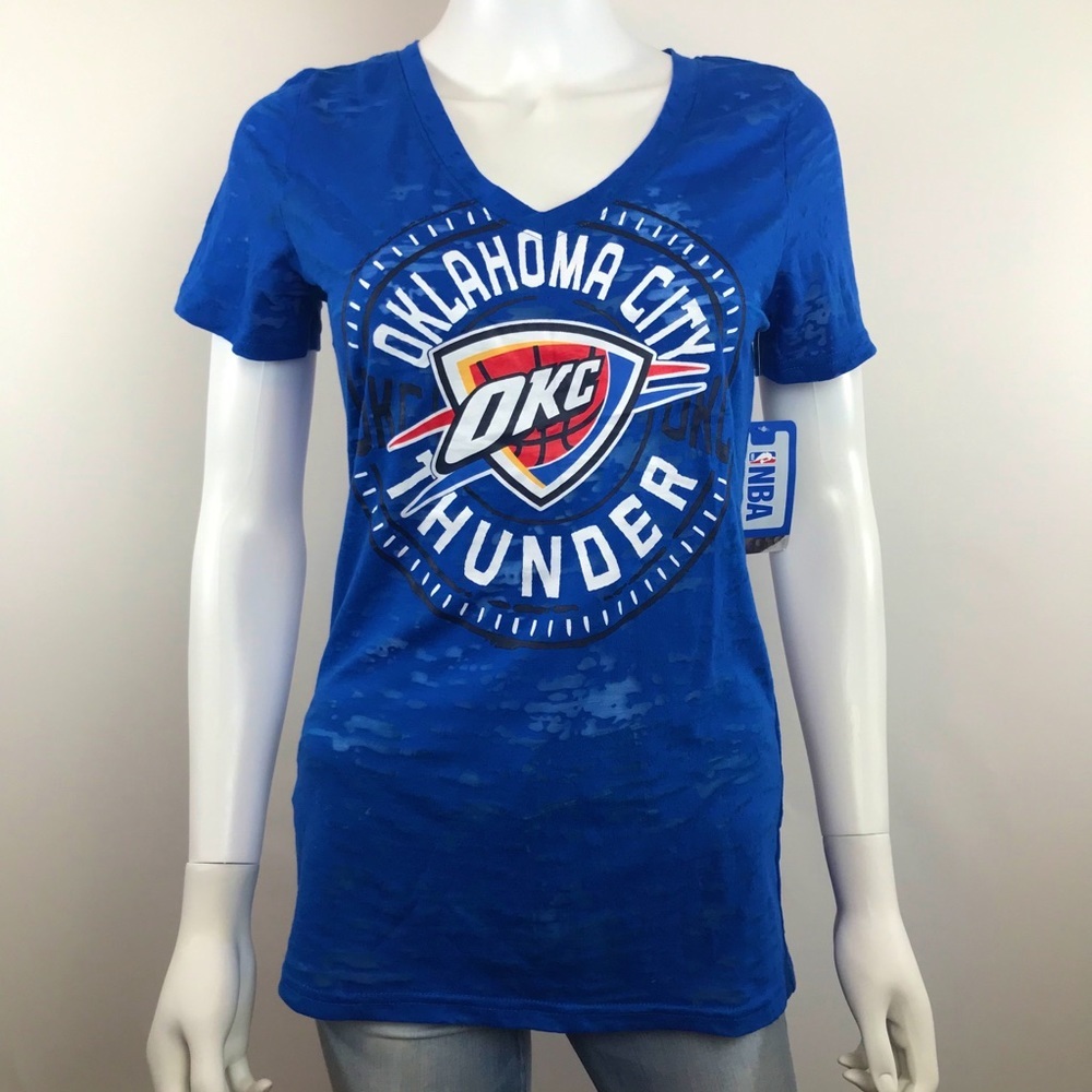 NWT OKC Thunder V-Neck Burnout NBA Tee